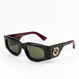 NEW Gucci GG1664S 002 Havana Red Green Rectangle Unisex Sunglasses